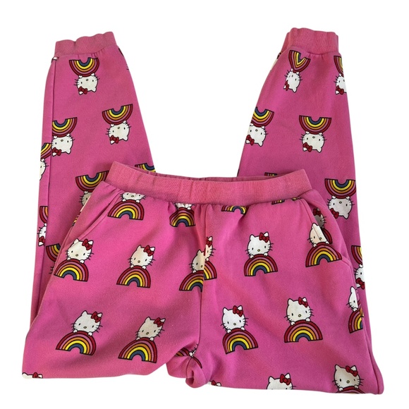 Modcloth for Hello Kitty Jogger Sweatpants Fleece Rainbows Pink Size L - Picture 4 of 7